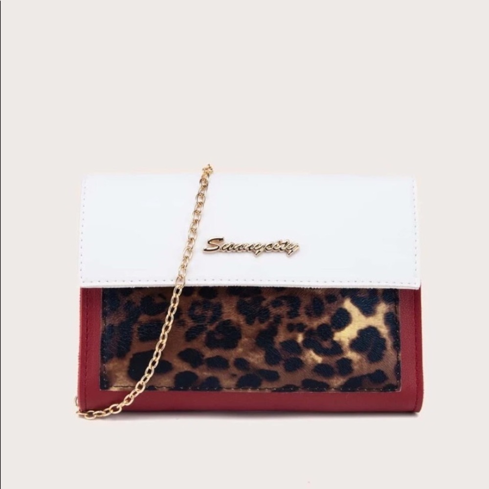 Leopard Clutch Bag Red White Black